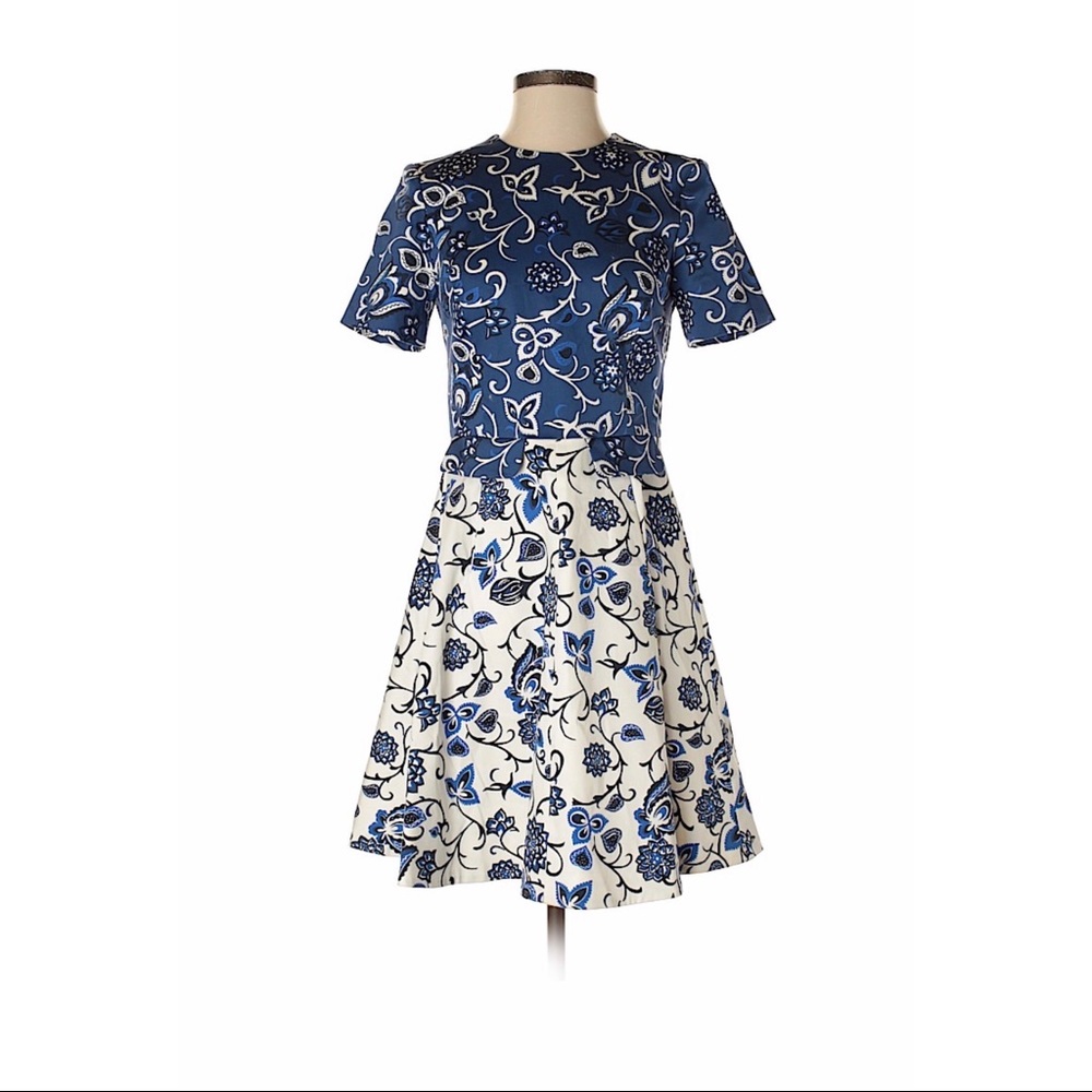 Draper James fit & flare blue & white dress